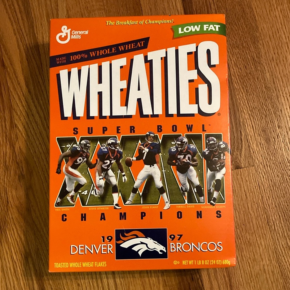 NEW never opened 1997 Denver Broncos Super Bowl Wheaties box collectible